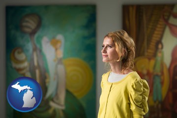 art museum with Michigan icon